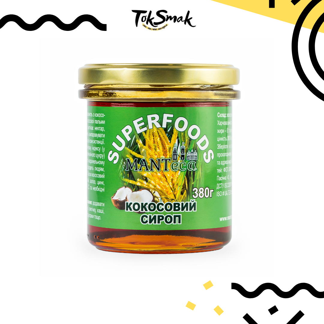 Сироп Кокосовый, Заменитель Сахара, Натуральный, MANTeca, 380 Г ...