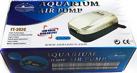 Двоканальний компресор для акваріума SunSun YT-302C
