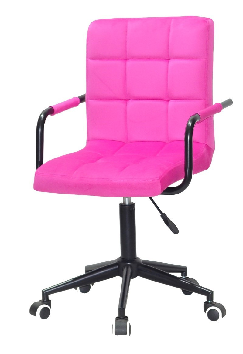 Кресло Augusto Arm BK-Modern Office з підлокітниками, малина В-1023 велюр на чорній хрестовині з колесами