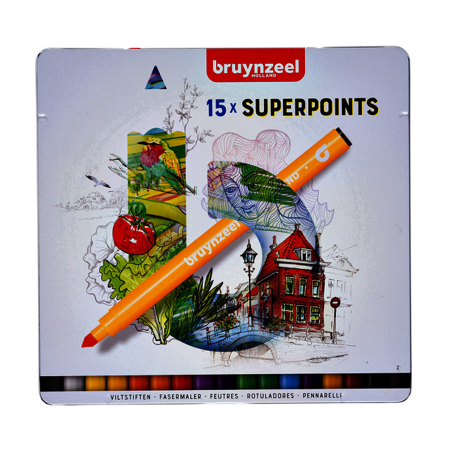 Фломастери Expression 14 кольорів та 1 спеціальний металевий пенал Bruynzeel, 60324015, фото 1