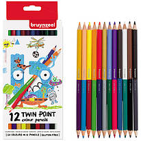 Олівці кольорові двосторонні 24 кольори 12 олівців Bruynzeel, 60112001