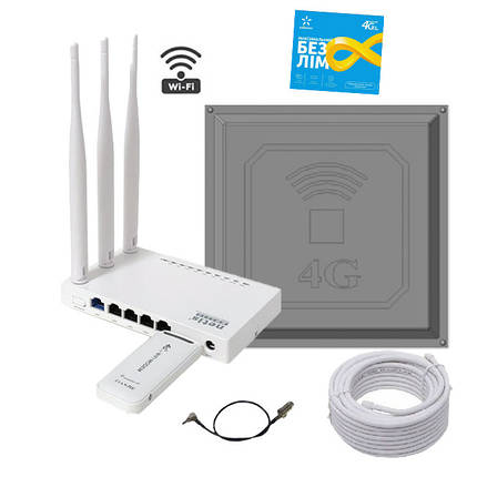 4G Wi-Fi комплект "Інтернет для села і міста" (роутер Netis 5230+модем+антена 17 Дб + Київстар безліміт), фото 1