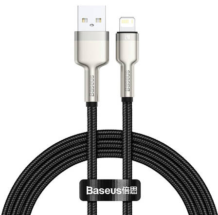 Кабель для зарядки телефона/ смартфона Baseus USB - Lightning 2.4 А 1 м Чорний/ Сірий (CALJK-A01), фото 1