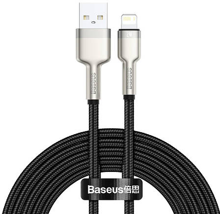 Кабель для зарядки телефона/ смартфона Baseus USB - Lightning 2.4 А 2 м Чорний/ Сірий (CALJK-B01), фото 1