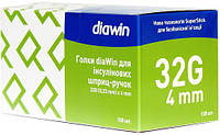 Иглы для инсулиновых шприц-ручек Diawin 4 мм, 100 шт.
