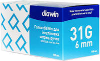 Иглы для инсулиновых шприц-ручек Diawin 6 мм, 100 шт.