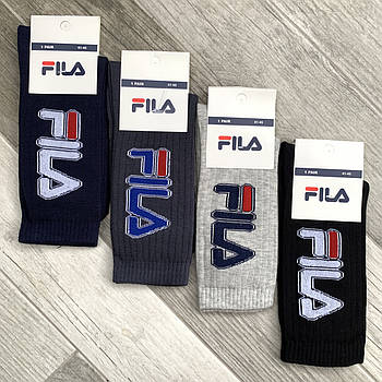 Шкарпетки чоловічі демісезонні бавовна високі Fila, Туреччина, розмір 41-45, асорті, 04600