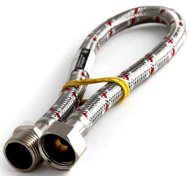 Шланги для підведення води з гуми з нержавіючої опліткою 1/2 50 см р. ш., фото 1