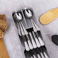 Органайзер лоток для столовых приборов пластиковый Compact Cutlery Organiser Серый