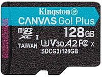 Карта пам'яті MicroSD 128GB Kingston Canvas Go! Plus C10 UHS-I U3 V30 A2 + SD-адаптер (код 121065)