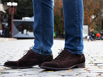 Замшеві коричневі оксфорди 41 43 44 розмір