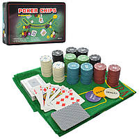 Детская настольная игра "Покер" Bambi в металлической коробке, 300 пластиковых фишек с номиналом
