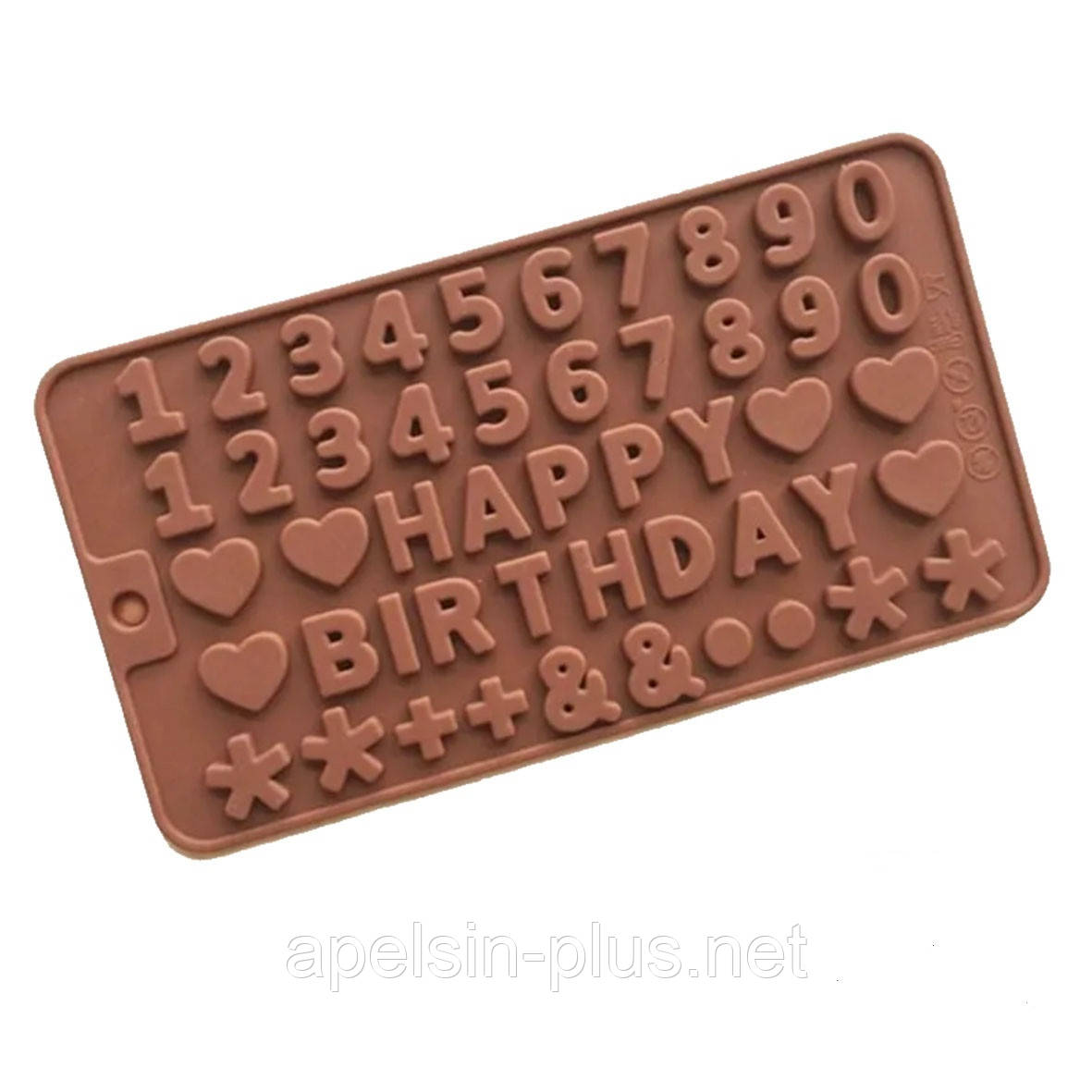 Силіконова форма Happy birthday букви цифри знаки 1,7 см