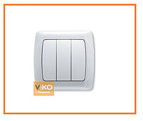 Вимикач 3-кл. білий ViKO Carmen