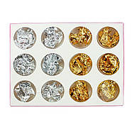 Фольга для нігтів жатий в баночці срібло 12 м фольга для дизайну нігтів, манікюрна, стемпінг, неіл арт, фото 3