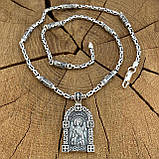 Срібний ланцюжок Лисий Хвост із 8 православними вставками зображують лікі святих і підвіскою Святий Павло, фото 4