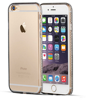 Силіконовий чохол з чорною тонуванням з камінням Сваровські для Iphone 6+ Plus