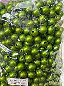 Намистини круглі "Перли" 12 мм оливкові 500 грам