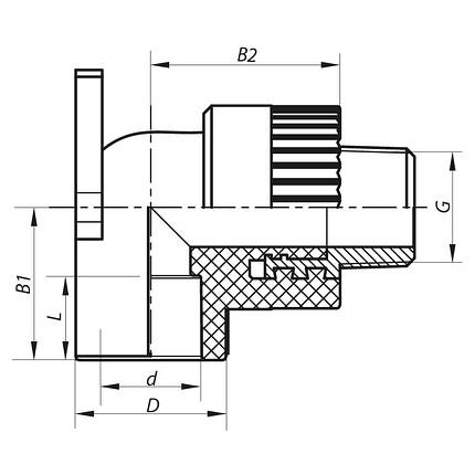 Кут інсталяційний НР 25x1/2M PPR KOER K0125.PRO (KP0150), фото 2