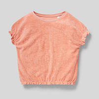 Махровая футболка для девочки, рост 110, цвет оранжево-персиковый