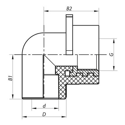 Кут інсталяційний для гіпсокартонних стін ВР 20x1/2F PPR KOER K0189.PRO (KP0244), фото 2