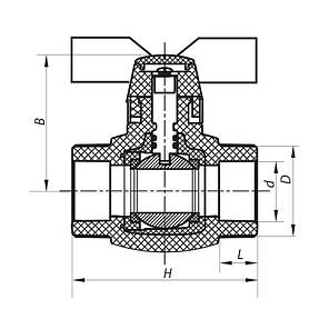 Кран кульовий PPR КШ KOER (метелик) для гарячої води 25 (KOER K0182.PRO) (KP0235), фото 2