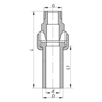 Розбірне різьбове з'єднання НР 32x1M PPR KOER K0239.PRO (KP2604), фото 2
