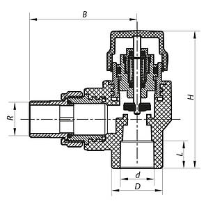 Термостатичний Кран кутовий PPR 25x3/4 KOER K0150.PRO (KP0190), фото 2