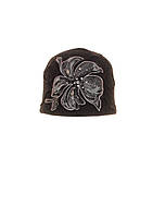 Женская черная модная шапка с аппликацией в виде цветка Angelina от Willi Польша