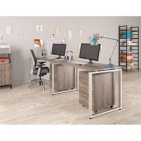 Письмовий стіл для дому та офісу Q-135*2 Loft Design Хром / Дуб Палєна подвійний