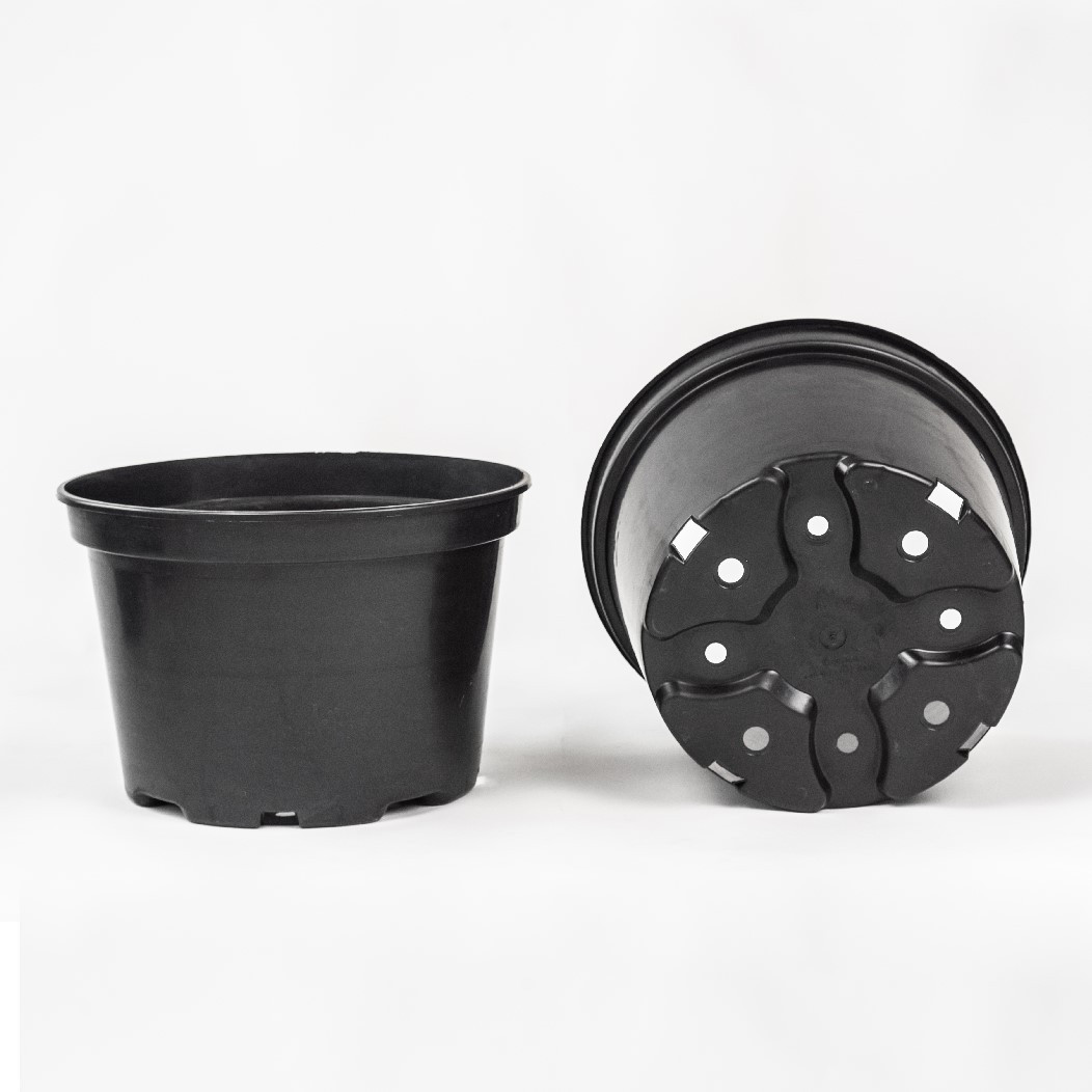 Горщик великий 15 л / Ø 33 см для квітів та розсади * технічний пластиковий круглий горщик для рослин * чорний, фото 1