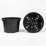 Горщик великий 15 л / Ø 33 см для квітів та розсади * технічний пластиковий круглий горщик для рослин * чорний, фото 2