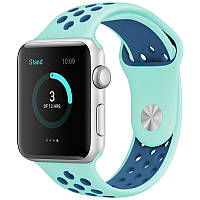 Силиконовый ремешок Sport Nike+ для Apple watch 38mm / 40mm marine green/ blue