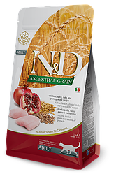 N&D LOW GRAIN CAT CHICKEN & POMEGRANATE ADULT 300 GR
Низькозерновий сухий корм для дорослих кішок (курка / гранат), 300 гр