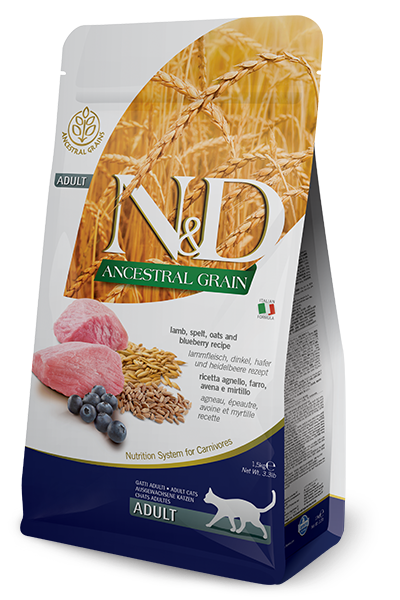 N&D LOW GRAIN CAT LAMB & BLUEBERRY ADULT 1,5 KG
Низькозерновий сухий корм для дорослих кішок (ягня / чорниця), 1,5 кг