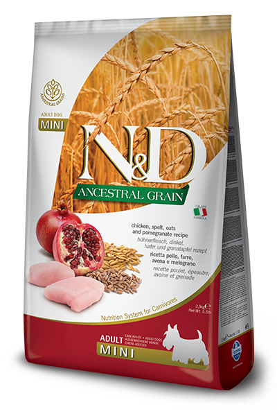N&D LOW GRAIN DOG CHICKEN & POMEGRANATE ADULT MINI 7 KG
Низькозерновий сухий корм для собак дрібних порід (курка / гранат), 7 кг
