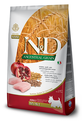 N&D LOW GRAIN DOG CHICKEN & POMEGRANATE ADULT MINI 7 KG
Низькозерновий сухий корм для собак дрібних порід (курка / гранат), 7 кг, фото 1