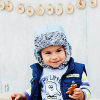 Зимова шапка для хлопчика "Дак" ТМ Дембохаус / Dembohouse, колір: синій