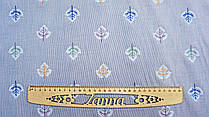 Літня бавовняна тканина блакитного кольору "Кольорові листочки"