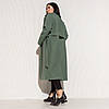Актуальне демісезонне жіноче довге пальто Мадрид оливка, фото 2
