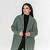 Актуальне демісезонне жіноче довге пальто Мадрид оливка, фото 6