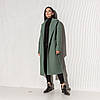Актуальне демісезонне жіноче довге пальто Мадрид оливка, фото 7