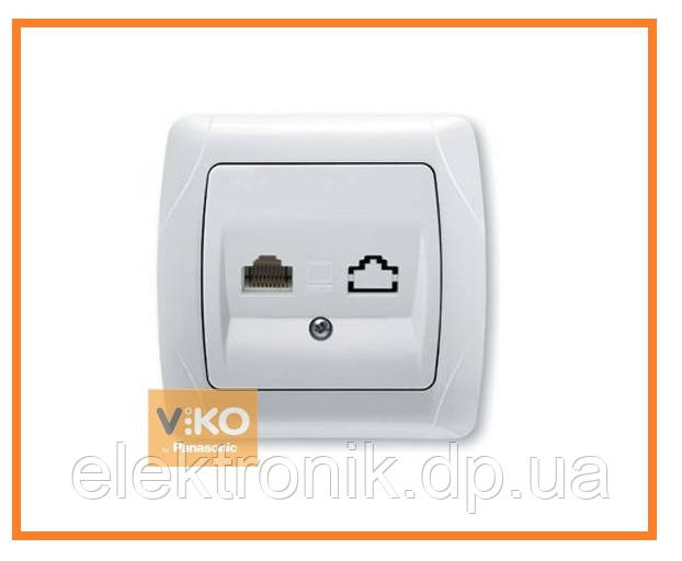 Розетка комп'ютерна 1-а RJ-45 біла ViKO Carmen