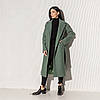 Актуальне демісезонне жіноче довге пальто Мадрид оливка, фото 8