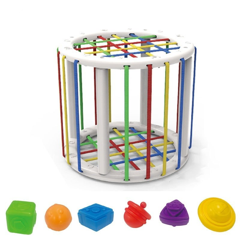 Розвиваючий тактильний куб-сортер 126-23 з набором пластмасових кульок Круглий, фото 1