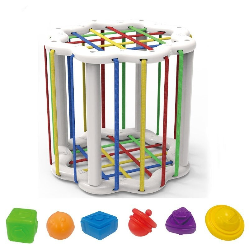 Розвиваючий тактильний куб-сортер 126-23 з набором пластмасових кульок Фігурний, фото 1