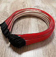 Обруч для волос металлический в репсовой ленте, 7 мм, красный