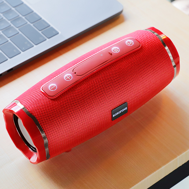Портативна блютуз колонка BOROFONE Rich sound IPX5 BR3 |AUX, SD-card, Bluetooth, USB, FM-Radio| Червоний