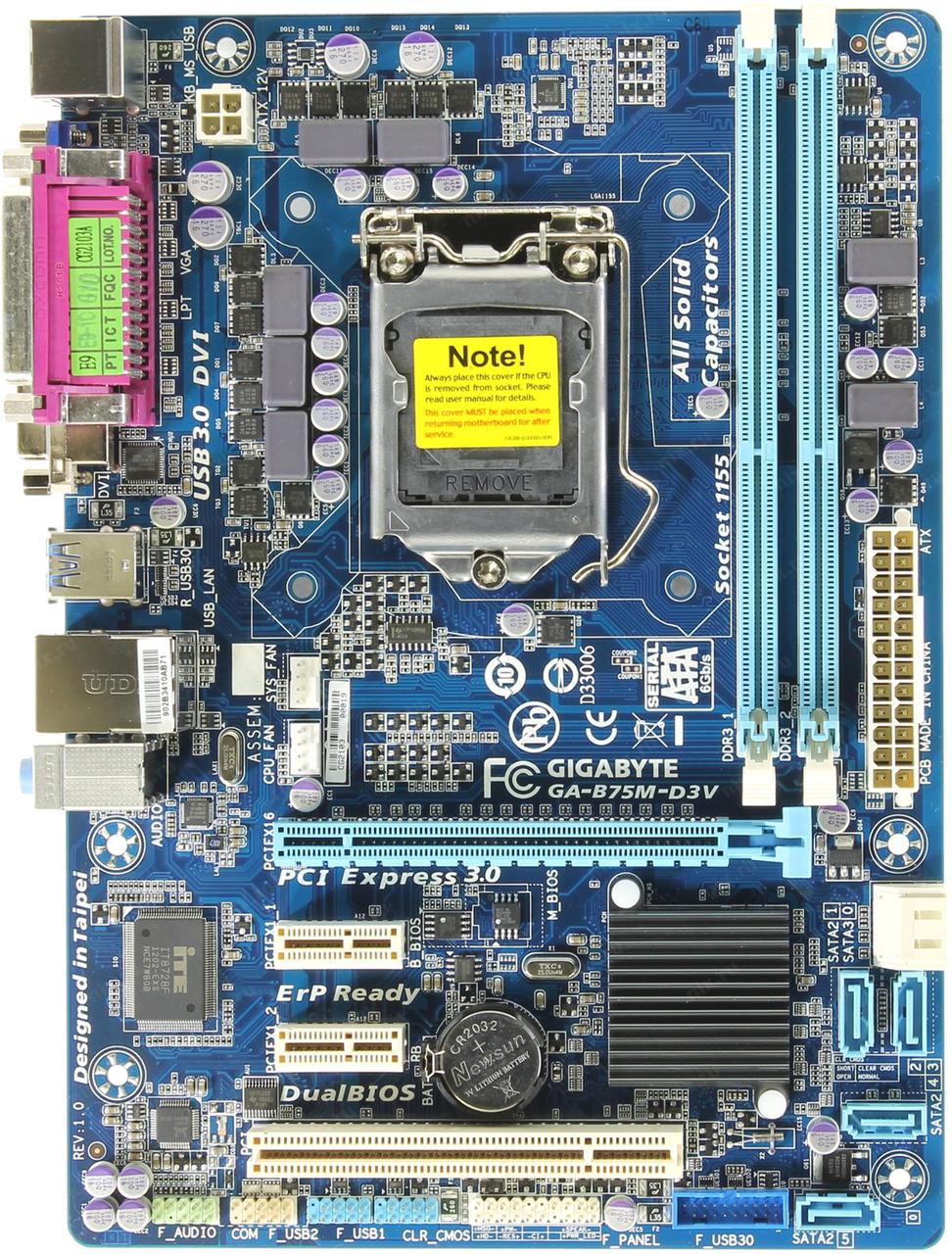 НАДІЙНА ПЛАТА LGA1155 GIGABYTE GA-B75M-D3V USB 3.0/ SATA3 Підтримує INTEL Core - i7,i5,i3 3го ПОКОЛІННЯ !, фото 1