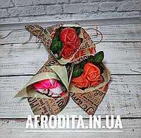 Букет троянд 3 бутони мило ручної роботи